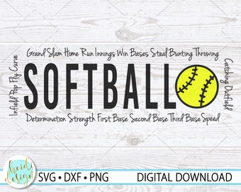 Softball SVG, Softball Text SVG, Softball Mom Shirt, Softball SVG for Mom, Softball Fan Svg, Png, Dxf, Digital Download