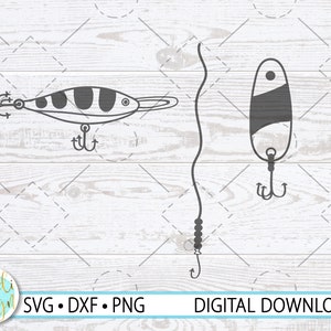 Pêche SVG, SVG hameçon, éléments de pêche pour la conception de t-shirt, décor de vie de lac, fichier de coupe de pêche, camping SVG, sublimation Dxf, Png