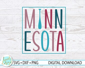 Minnesota Lake SVG, Minnesota Iron on for Shirt, Minnesota Mug Design, Minnesota Boat Paddles Svg, Digital Download, Minnesota Lake Decor