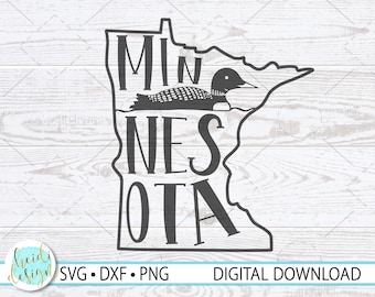Minnesota State SVG, Loon SVG, Instant Download, Minnesota Outline SVG, Minnesota Camping, Minnesota State Shape, Loon Design, Svg, Dxf, Png