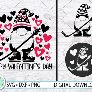 Hockey Valentine SVG, Hockey SVG Bundle for Cricut, Hockey Hearts SVG, Instant Download, Gnome Hockey Svg for T-Shirt, Valentine's Day svg