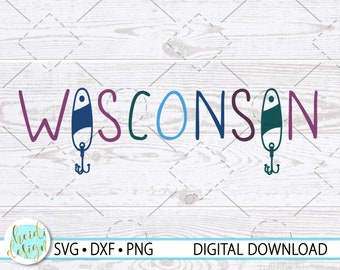 Wisconsin Lake SVG for Cricut, Fishing Lure SVG, WI Cut File, Wisconsin Fishing Svg for T-Shirt Design, Svg, Png, Dxf, Digital Download