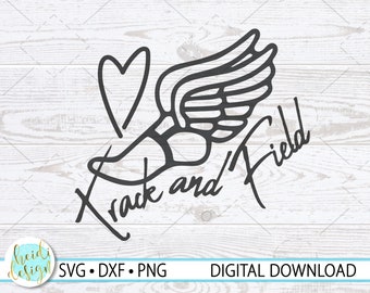 Track and Field SVG with Heart and Track Emblem, Track SVG for Cricut, Track Logo, Running Shoe SVG, Digital Download, Png, Dxf, Cut File