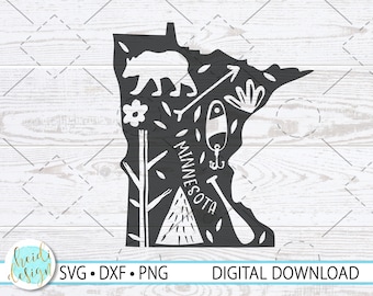 Minnesota SVG - Minnesota Boho Design, Minnesota State Design - Minnesota Cut File for Cricut - DXF, Png, Svg, Digital Download
