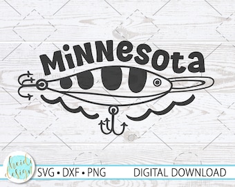 Minnesota Fishing SVG, Fish Hook SVG, MN Cut File, Lake Life Svg for T-Shirt Design, Svg, Png, Dxf, Instant Digital Download