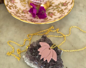 Lotus Flower Necklace, Handmade Polymer Clay Necklace, Long Necklace, Gift for You, Yoga Witch, Yoga, Yoga Jewelry, Lotus Flower Pendant