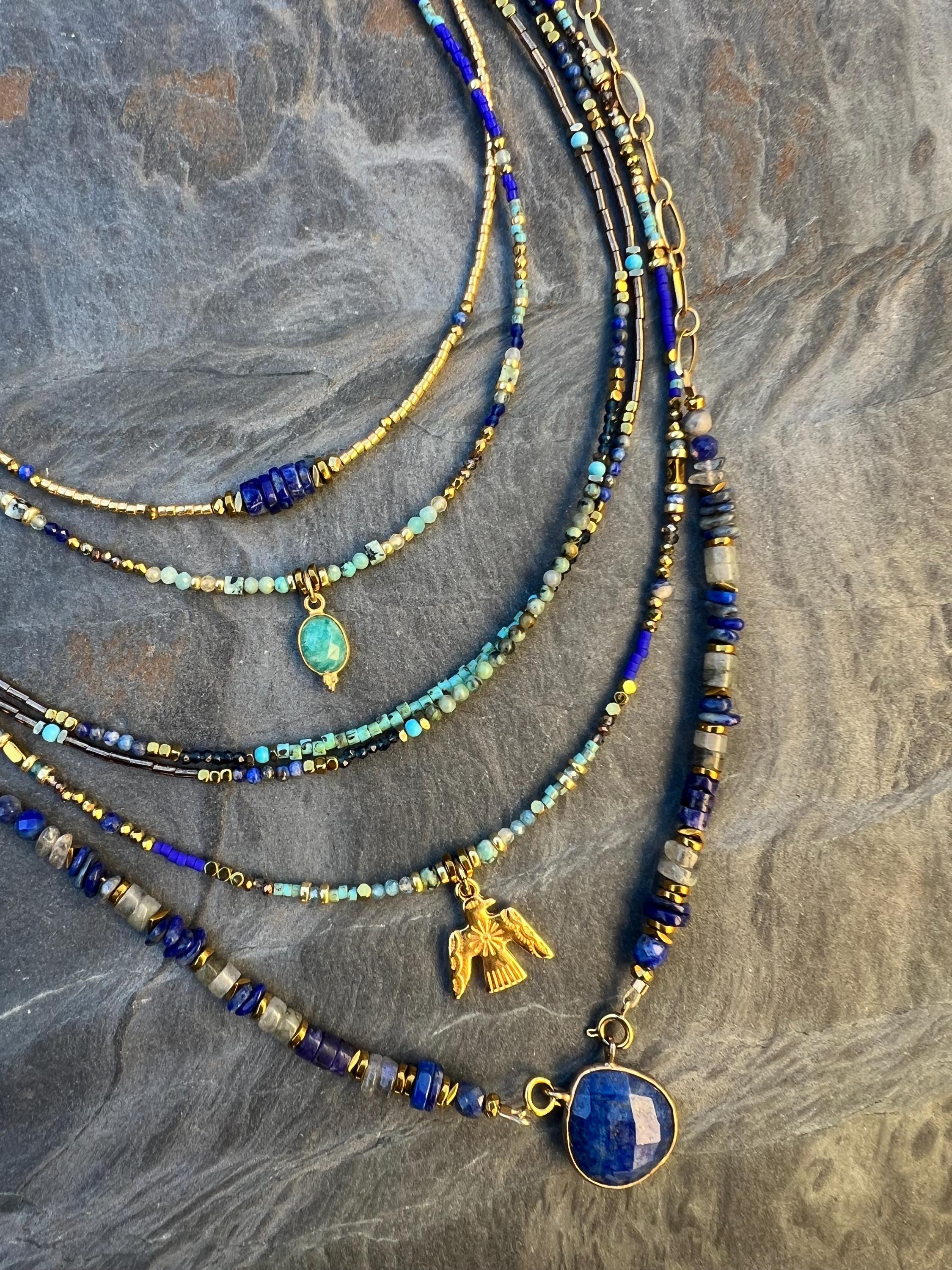 Collier minimaliste ras de cou lapis lazuli - Bijoux Créative Perles