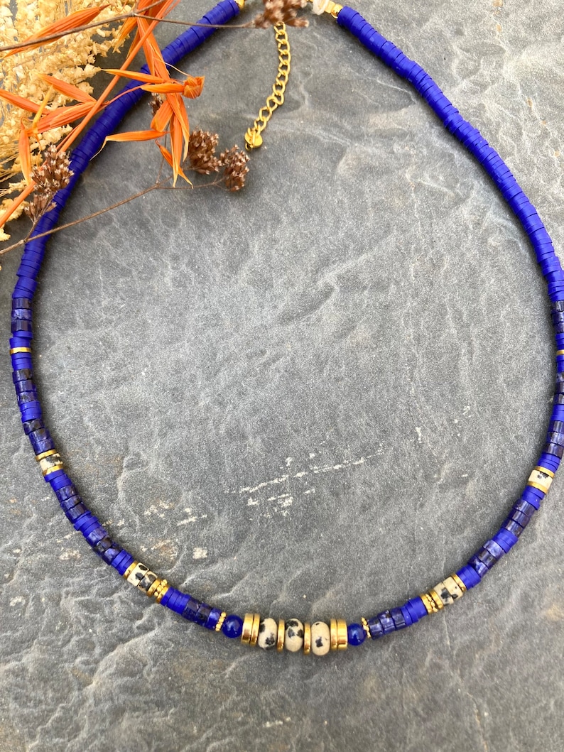 Collier Pendentif Lapis Lazuli Facetté - Fait Main, Pierre Naturelle Bleue