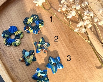 Bloemmotief van Fimo-klei / Bloemen van polymeerklei voor oorringen / Verwisselbare oorbellen