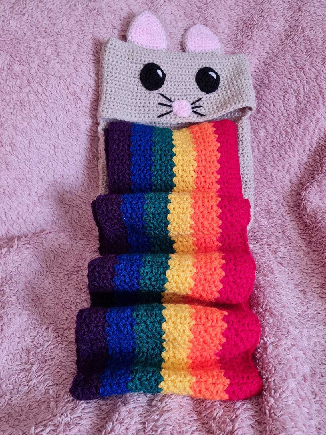 Cat barf scarf rainbow/pride. Handmadecrocheted Etsy