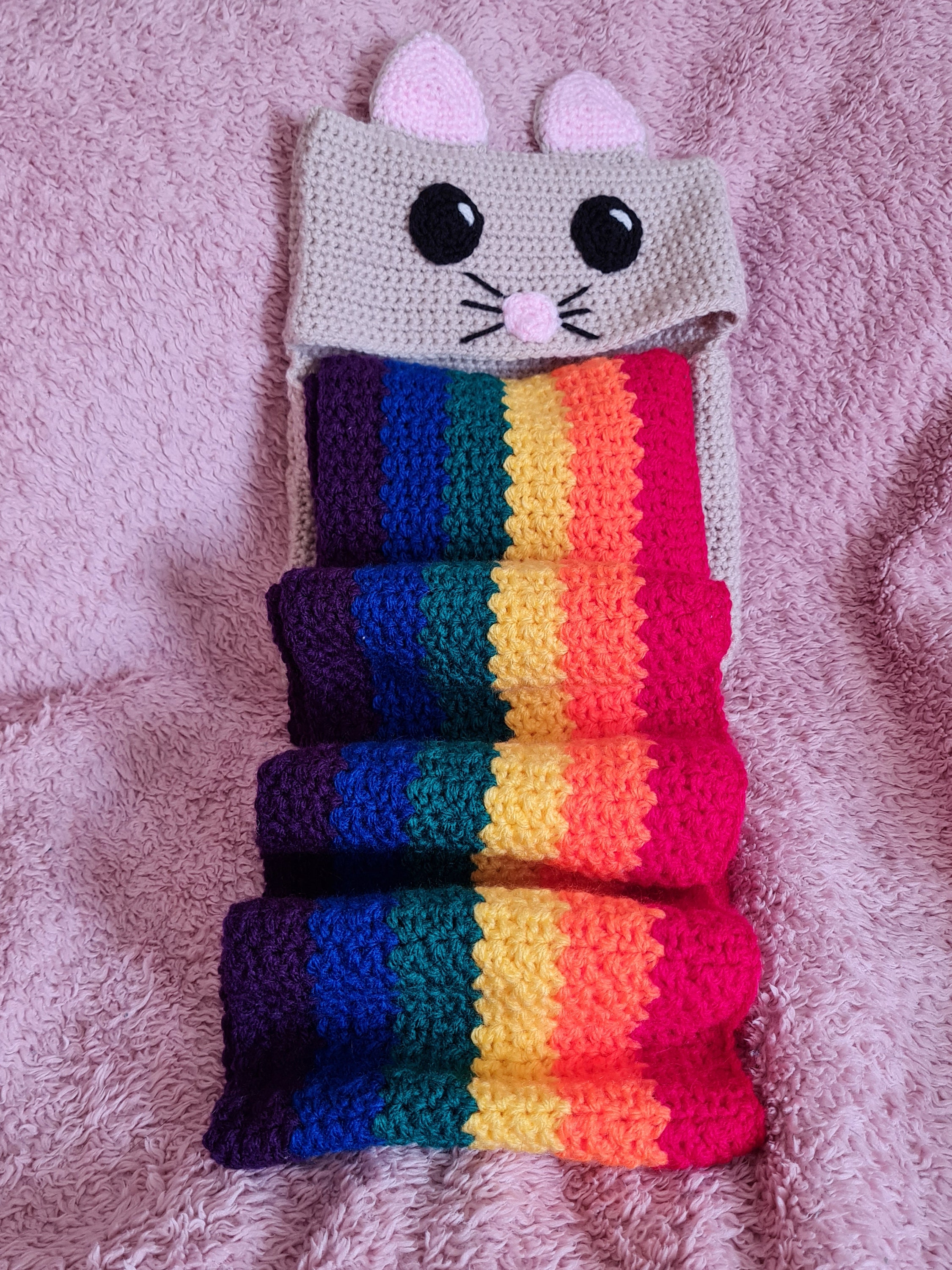 Cat barf scarf rainbow/pride. Handmadecrocheted Etsy