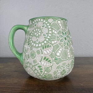 Multi Verde Barril 25oz Textured Mug - Hand Painted Mug, Pottery Mug, Handmade Ceramic Mug, Handmade Pottery Coffee Mug, Ceramic Coffee Mug