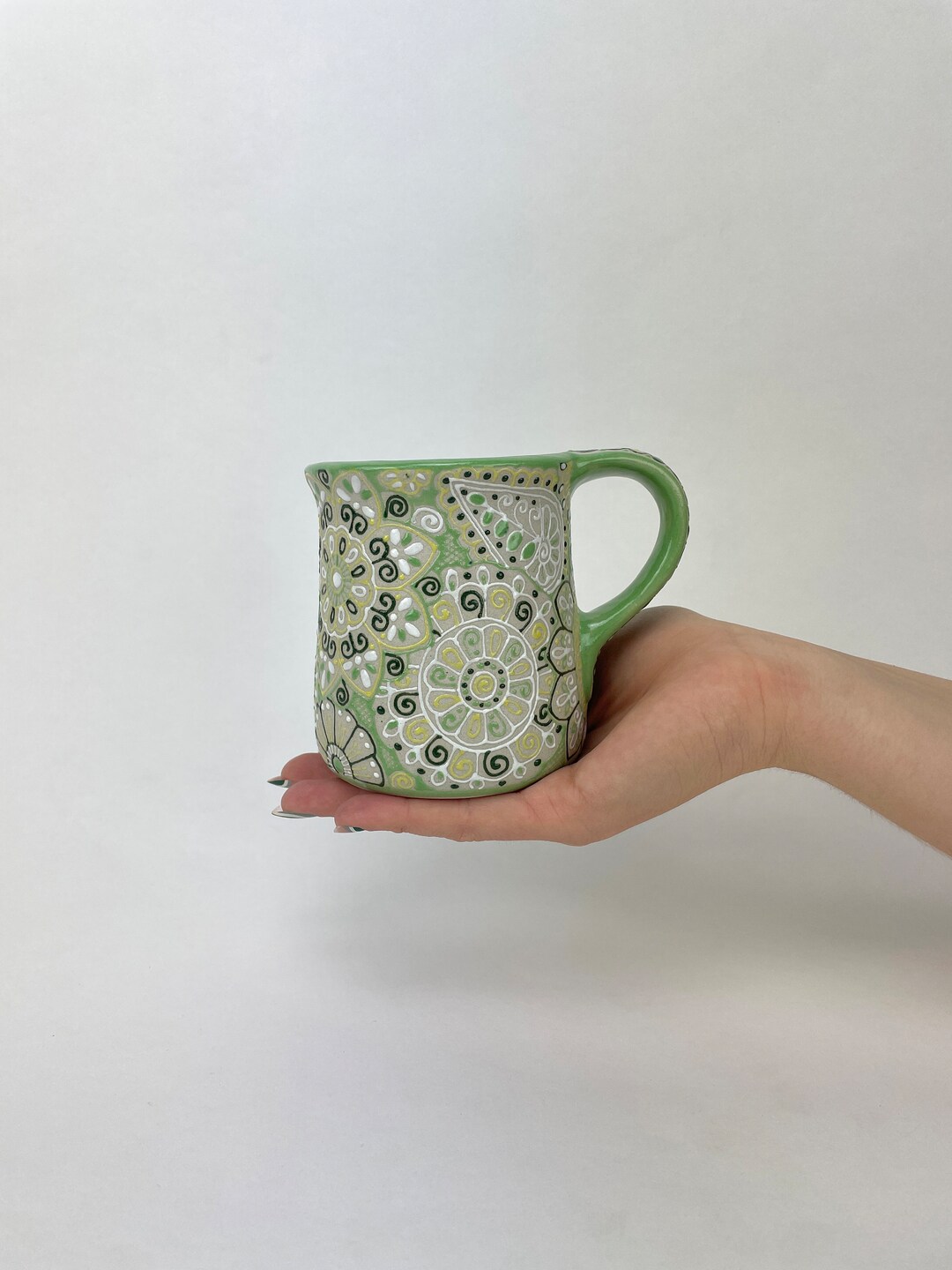 Multi Verde Lina 14oz Mexican Textured Clay Mug Pottery Mug, Handmade ...