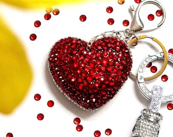 Porte-clés coeur fait main pour la Saint-Valentin, cadeau unique pour les femmes qui ont tout, détails romantiques pour sac de demoiselle d'honneur, breloque en strass.