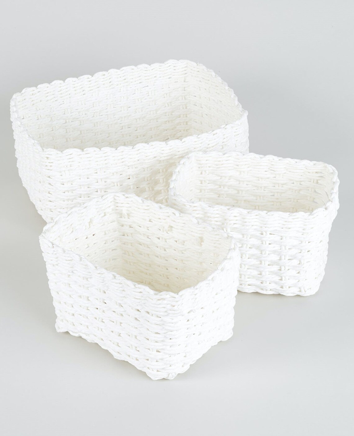 Set of 3 Paper Rope Storage Baskets Etsy
