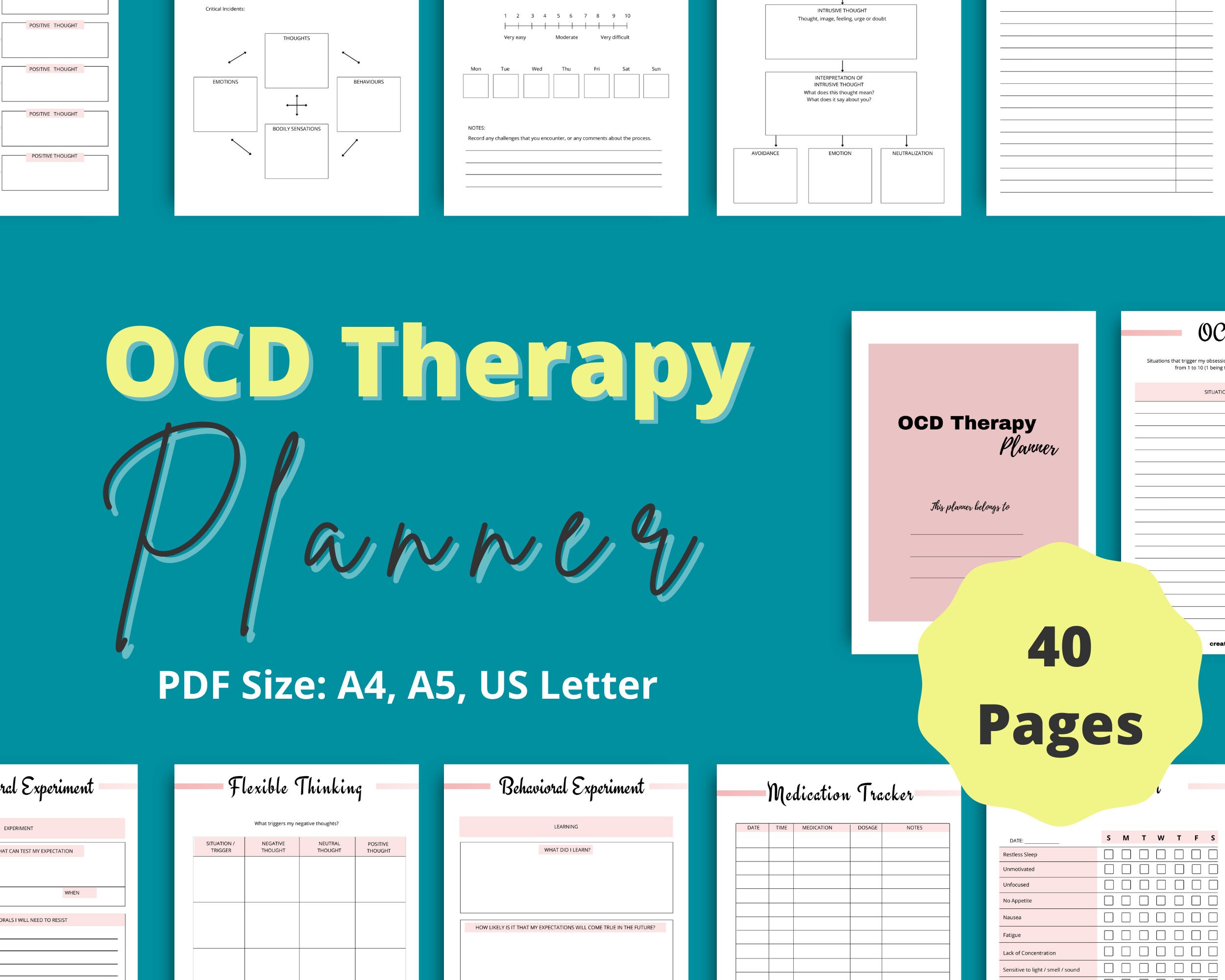 Paper printable ocd journal a5 ocd planner us letter pdf size a4