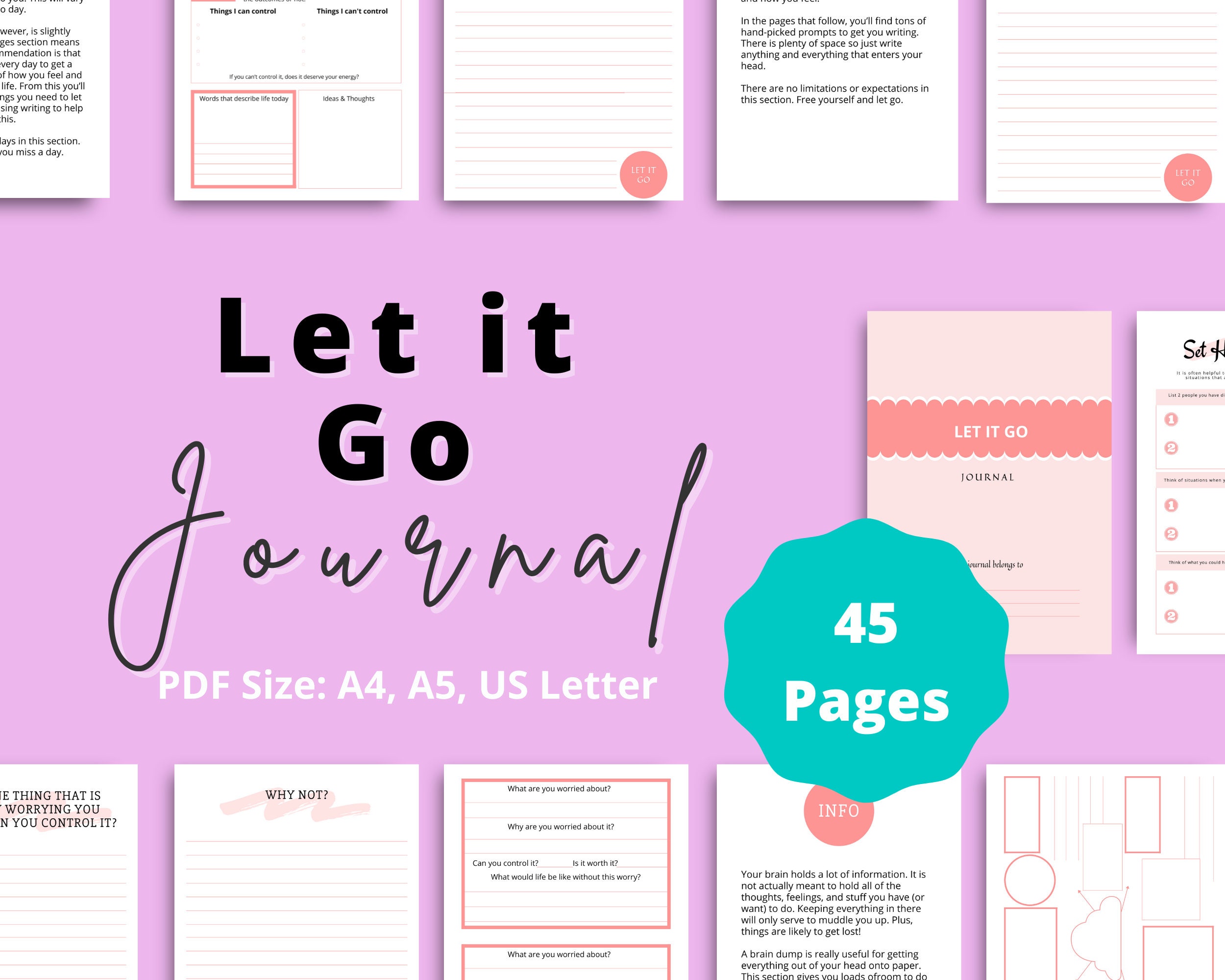 Printable Let It Go Journal Printable PDF Digital Download - Etsy