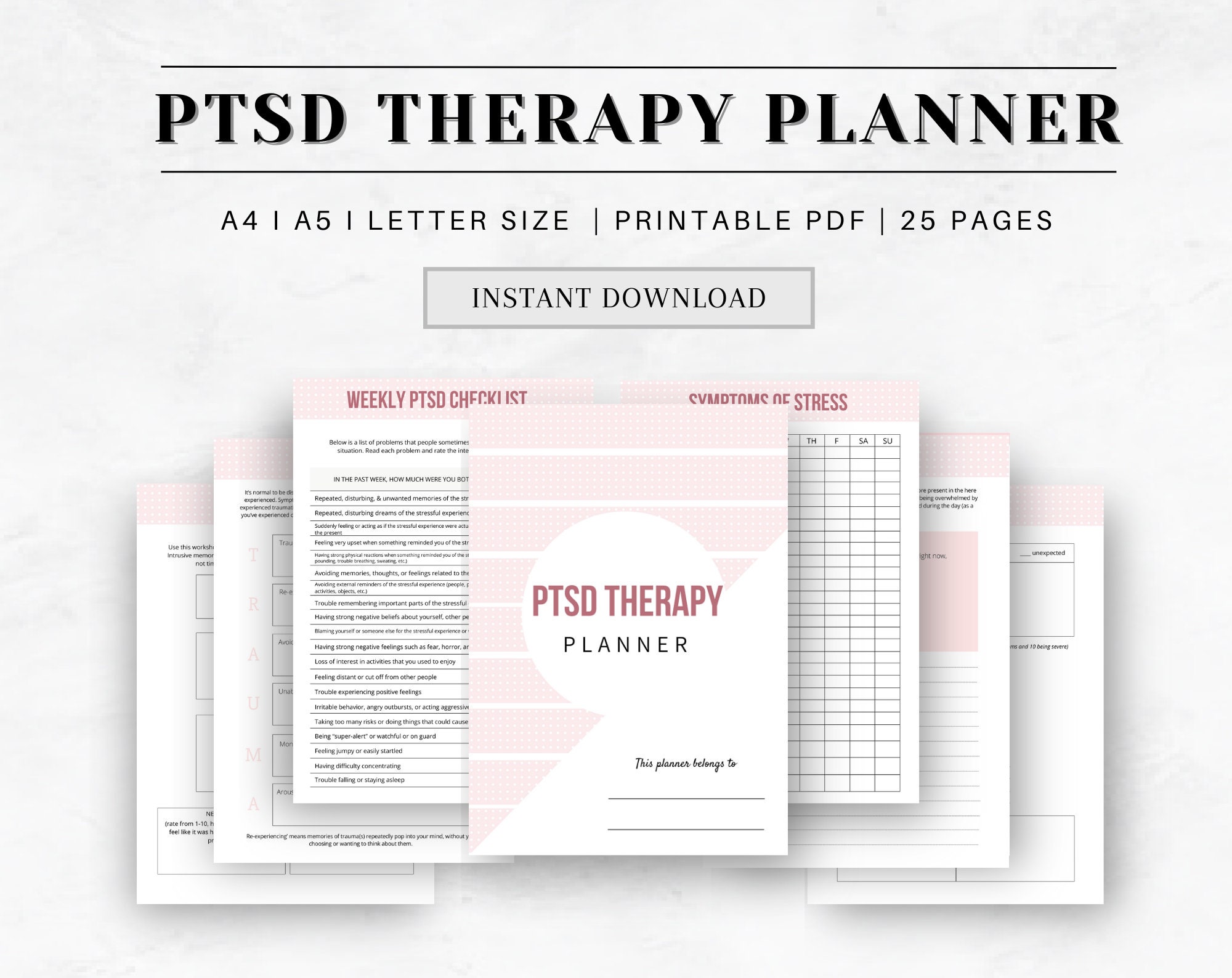 PTSD Journal PTSD Planner Pdf Size A4 A5 US Letter Etsy
