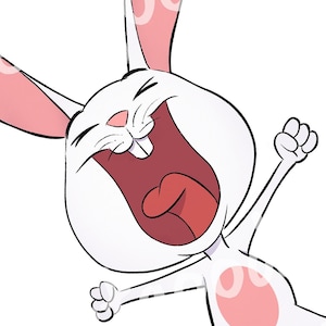 EXCITED BUNNY Clip Art - Cartoon Bunny pour Pâques - Usage commercial et personnel - 300dpi PNG - Téléchargement instantané!