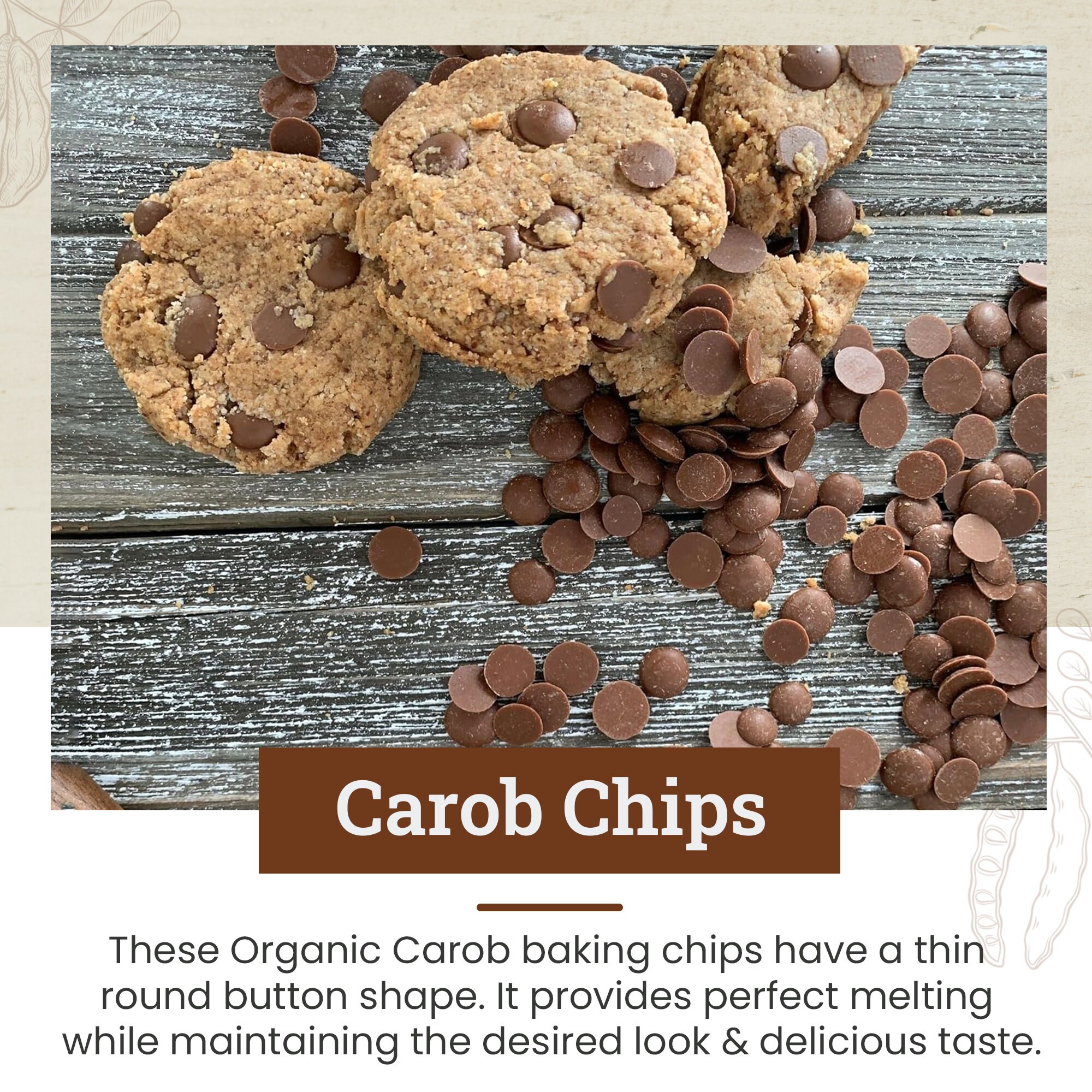 Missy Js Organic Unsweetened Carob Chips, 8oz, Vegan Gluten Free