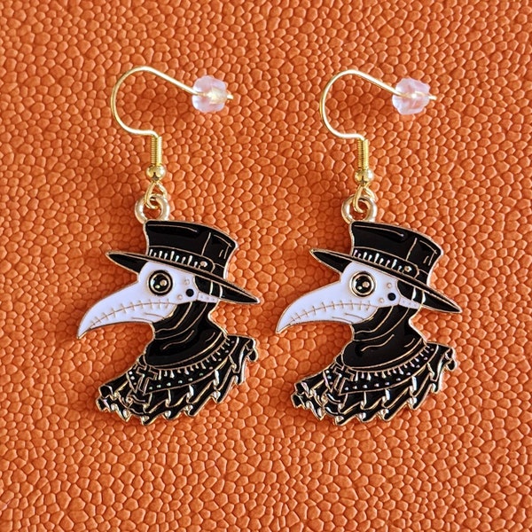 Plague Doctor Mask Halloween Earrings - Enamel Charm Earrings