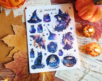 Celestial Witch Stickers: Halloween Fantasy Planner Stickers