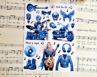 Autocollants rock star life/autocollants mélomane/feuille d'autocollants en vinyle mat