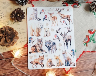 Woodland Animals Stickers: Winter Planner Stickers