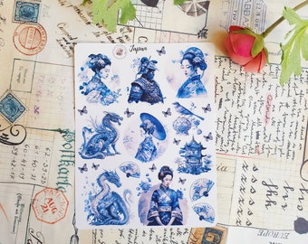 Japan Sticker (blau)/ Reise Sticker/ matter Vinyl Sticker Bogen