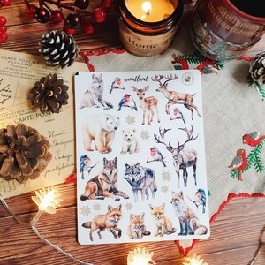 Autocollants des bois/autocollants animaux d'hiver/ feuille d'autocollants en vinyle mat/autocollants de l'agenda