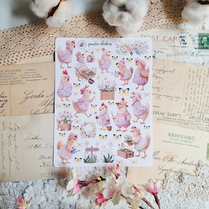Autocollants poules du jardin/autocollants animaux/feuille d'autocollants nature vinyle mat