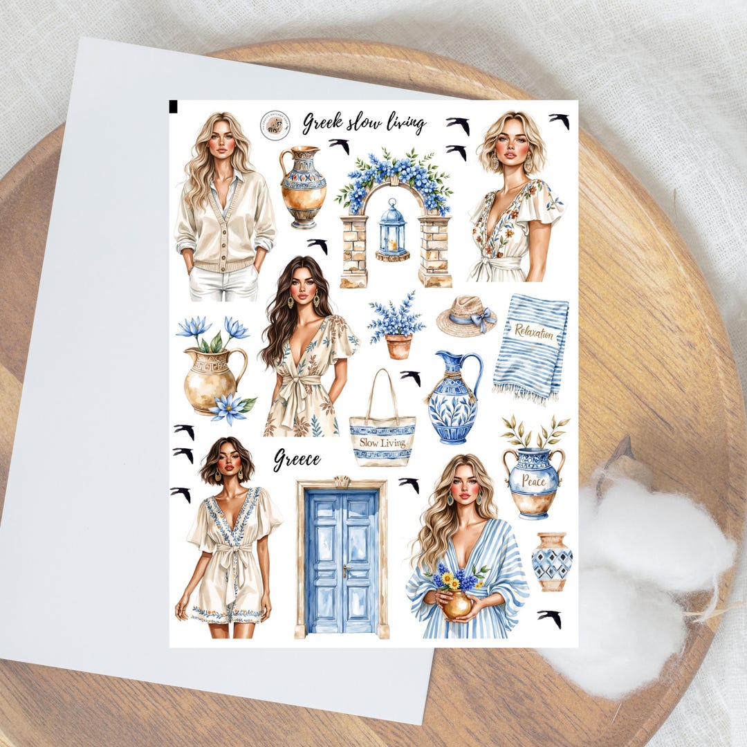 Slow Life Sticker Greek Slow Living/ Travel Stickers/ Matt Vinyl Sticker Sheet - Etsy