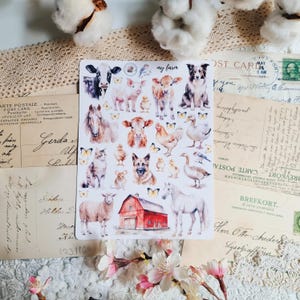 Autocollants Ma ferme/autocollants animaux/feuille d'autocollants nature vinyle mat
