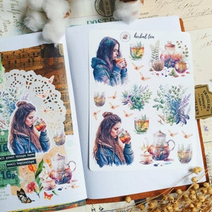 Adesivos de chá de ervas/adesivos de café/adesivos de meninas de chá