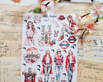 Hello London stickers / travel stickers/ matt vinyl sticker sheet