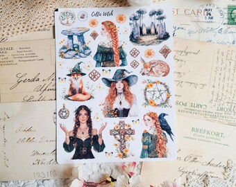 Keltische Hexe Aufkleber: Matte Vinyl Fantasy Aufkleber für Journals