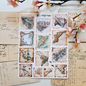 Adesivi con mappe d&#39;epoca/adesivi da viaggio/foglio di adesivi in vinile opaco