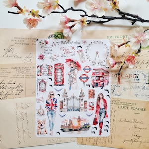 My British adventure stickers / travel stickers/ matt vinyl sticker sheet