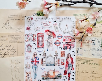 My British adventure stickers / travel stickers/ matt vinyl sticker sheet