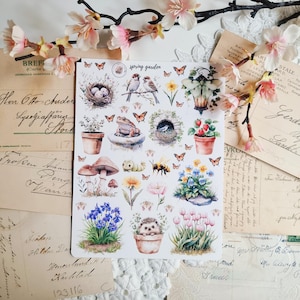 I miei adesivi da giardino primaverili/adesivi natura/adesivi animali/foglio di adesivi natura in vinile opaco