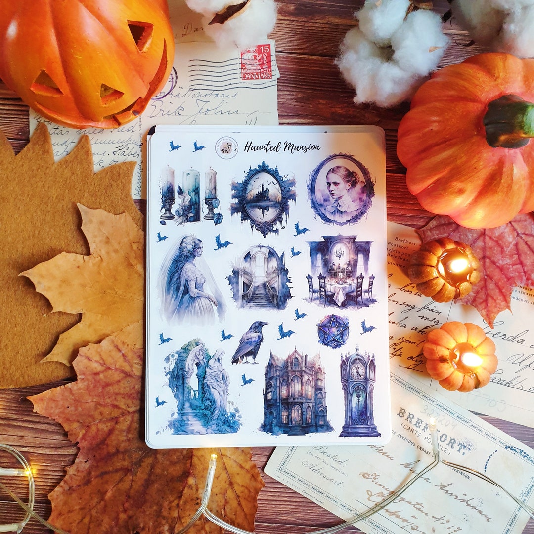 Hoonar Room Sticker Haunted Mansion Stickers: Halloween Planner Stickers, Matt Vinyl Sheet ...