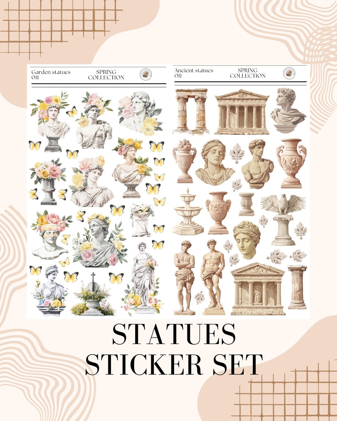 Ancient Statues Sticker Set /planner Stickers/ Matt Vinyl Sticker Sheet ...