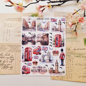 Sightseeing in London stickers / travel stickers/ matt vinyl sticker sheet