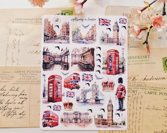 Sightseeing in London stickers / travel stickers/ matt vinyl sticker sheet