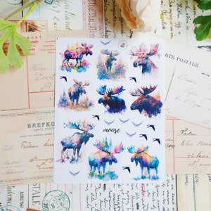 Stickers élans (2) / stickers forêt / stickers animaux / feuille d'autocollants nature vinyle mat