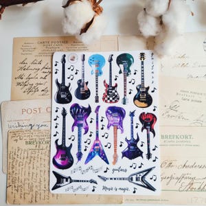Guitars stickers / music lover stickers/ matt vinyl sticker sheet