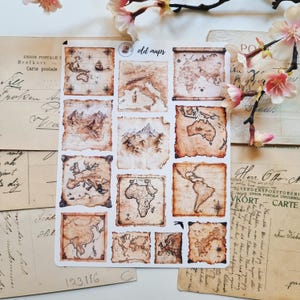 Adesivi di vecchie mappe/adesivi di viaggio/foglio di adesivi in vinile opaco