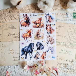 Stickers chevaux/autocollants animaux/feuille d'autocollants nature vinyle mat