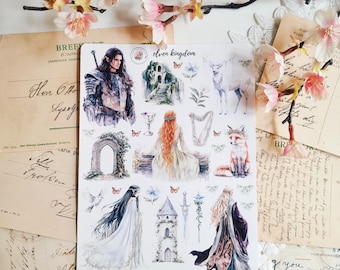 Elfenkönigreich Aufkleber/Fantasy Aufkleber/mattes Vinyl-Aufkleber Blatt/ Buch Journal Aufkleber