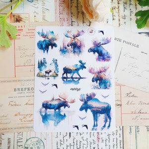 Stickers orignaux/autocollants forêt/autocollants animaux/feuille d'autocollants nature vinyle mat